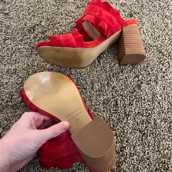 Free People Red Block Heel - Picture 2 of 3